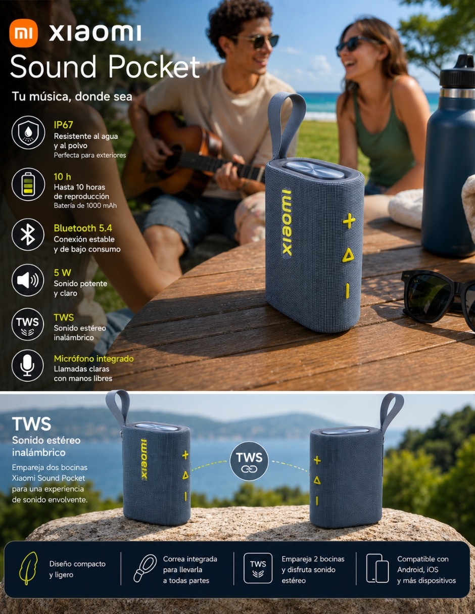 Bocina recargable bocina sound pocket azul con smartwatch filwans gtre plata y audífonos hh more t-55 bluetooth 9