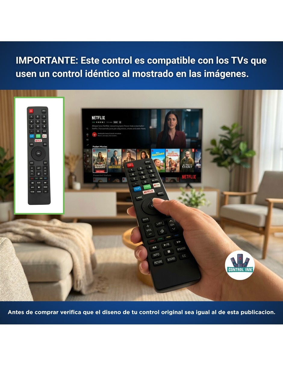 Control remoto para smart tv vledtv3216s atvio smart tv netflix youtube 3