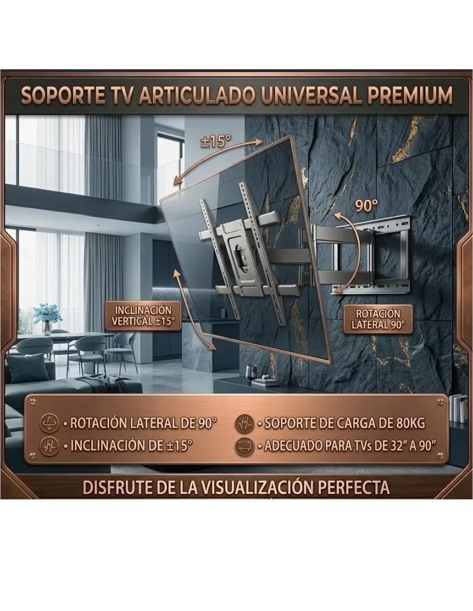 Soporte de pared para pantalla Inclinable 32 - 90 pulgadas 2