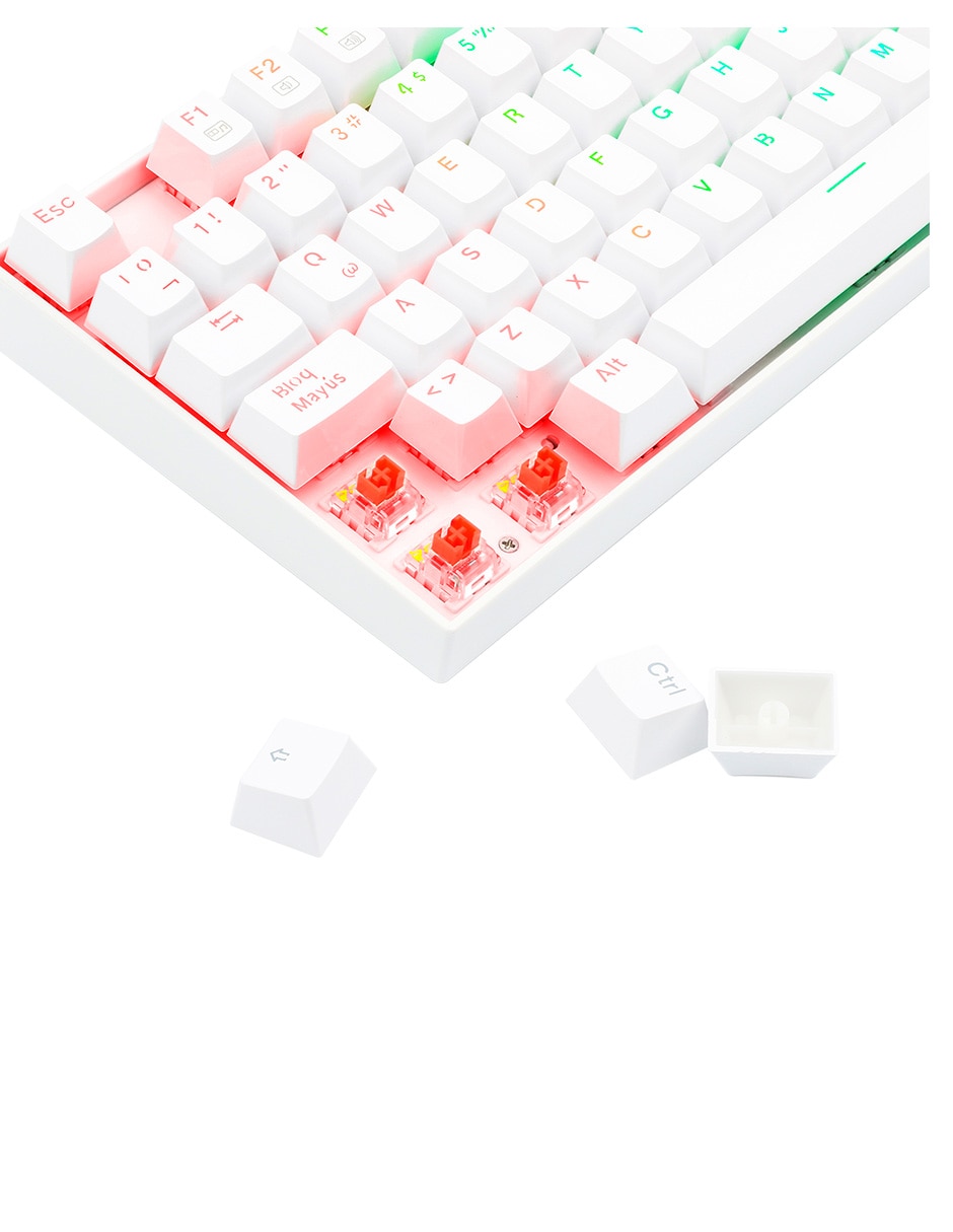 Teclado gamer USB-C QWERT español con interruptor Lineal Red Black K552 Kumara Blanco 5