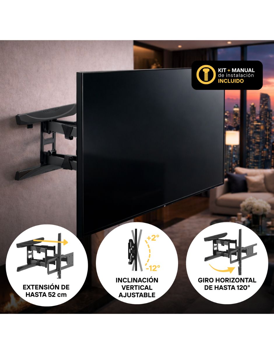 Soporte de pared para pantalla articulado 50 - 100 pulgadas 3
