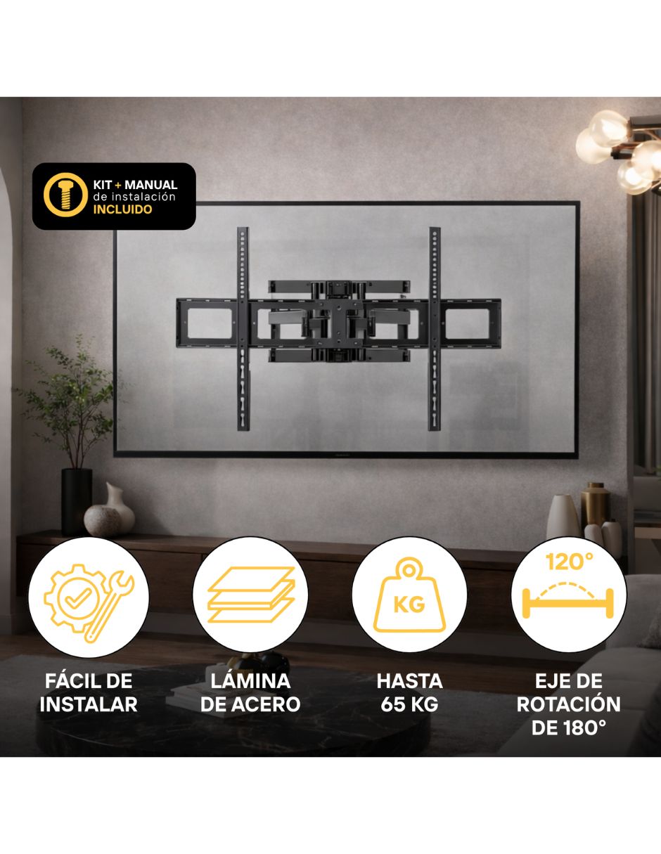 Soporte de pared para pantalla articulado 50 - 100 pulgadas 6