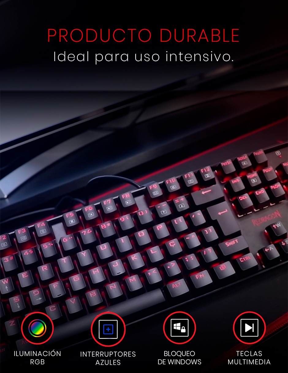 Teclado gamer Usb-c qwert español con interruptor lineal mitra k551 4