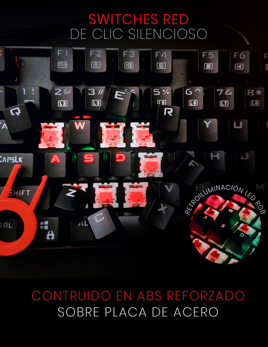 Teclado gamer Usb-c qwert español con interruptor lineal mitra k551 3