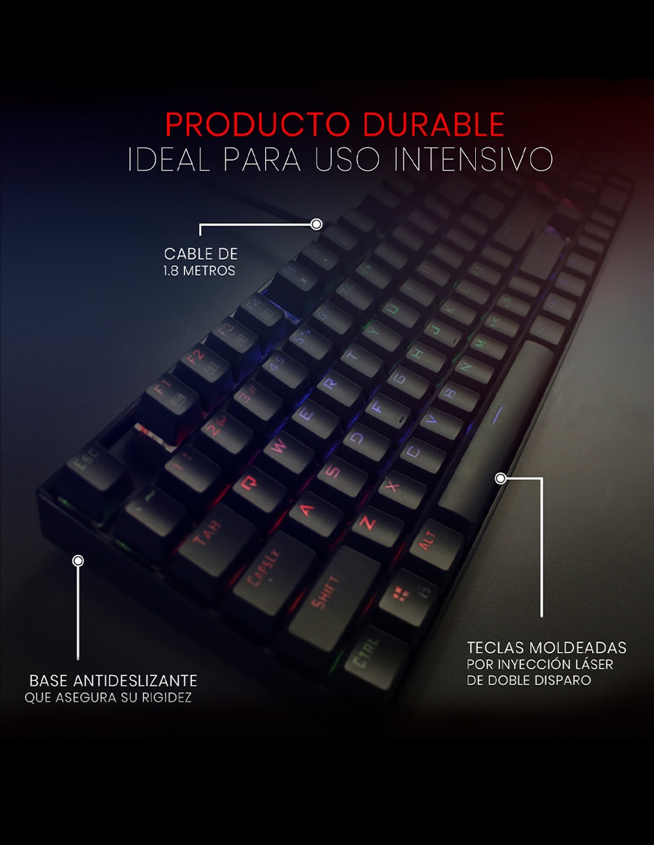 Teclado gamer Usb-c qwert español con interruptor lineal mitra k551 2