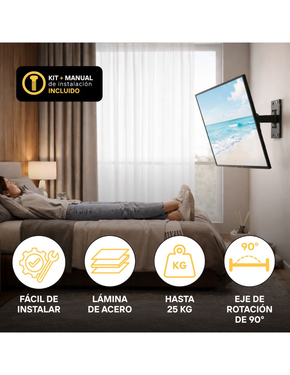 Soporte de pared para pantalla inclinable 17 - 55 pulgadas 4