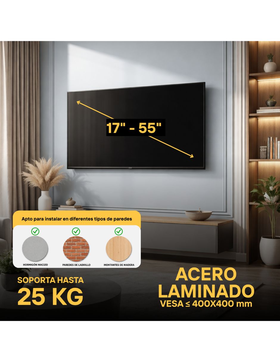 Soporte de pared para pantalla inclinable 17 - 55 pulgadas 2