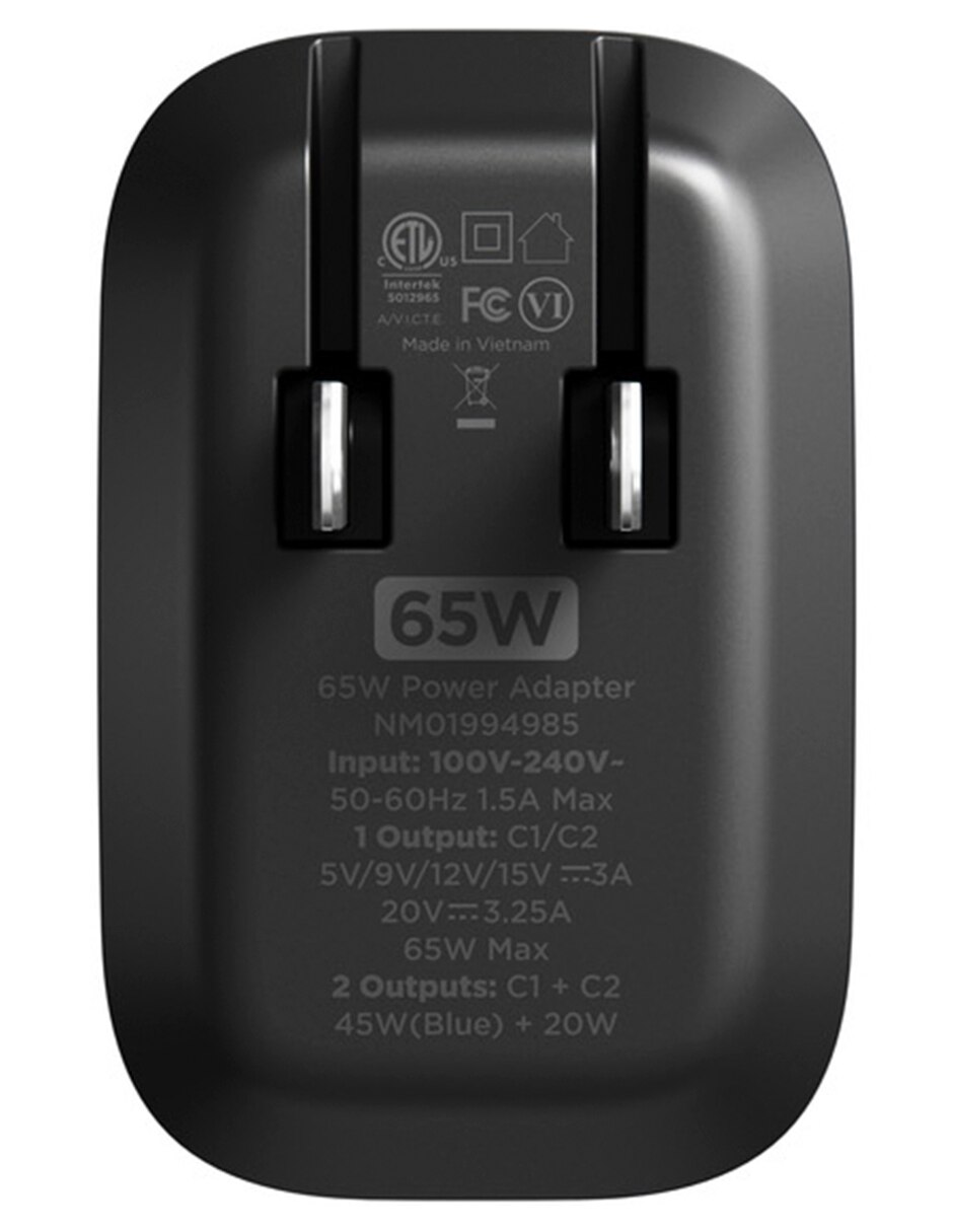 Cargador pared usb tipo c 65 w 2