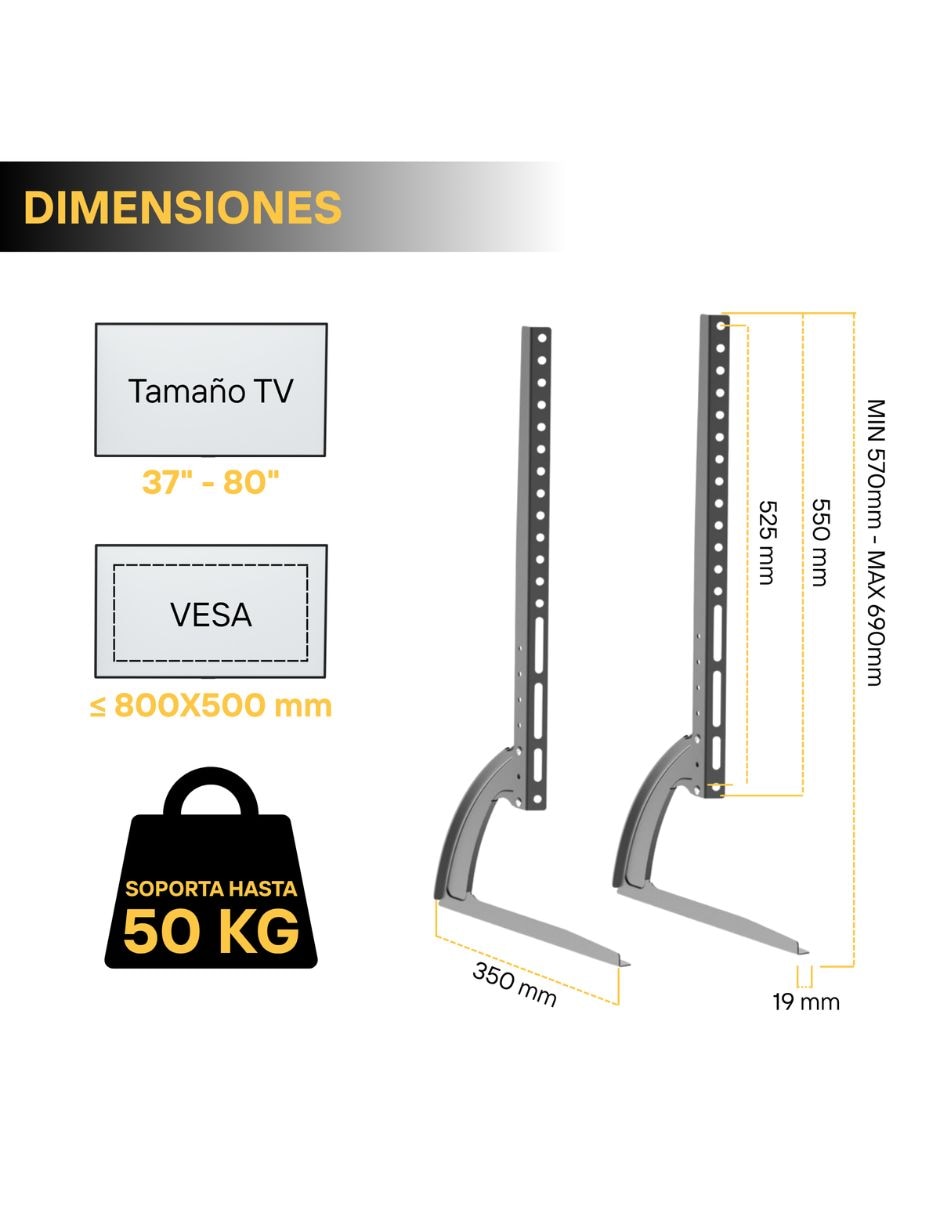Caballete para pantalla para pantalla fijo 37 - 80 pulgadas 8