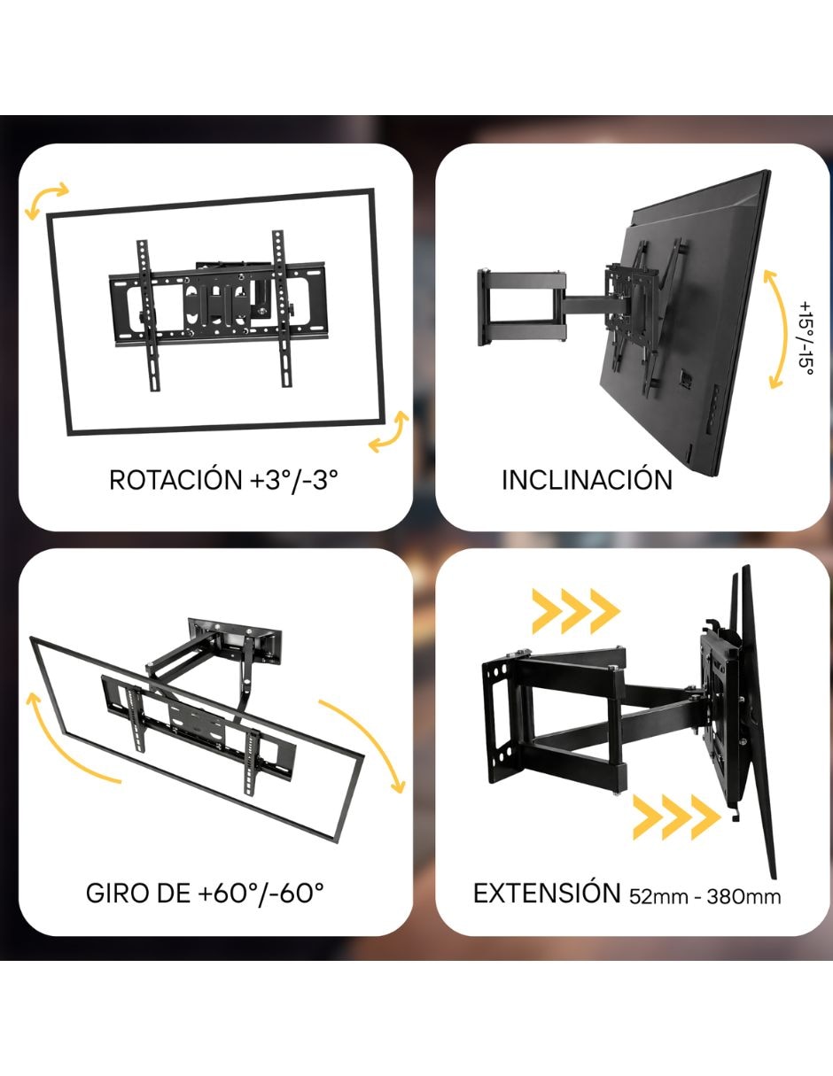 Soporte de pared para pantalla articulado 32 - 75 pulgadas 4
