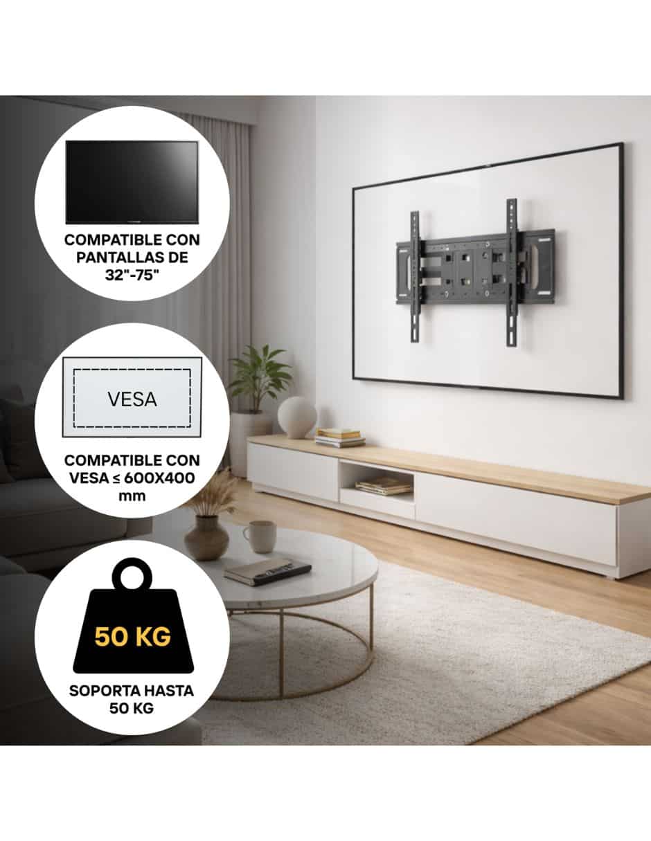 Soporte de pared para pantalla articulado 32 - 75 pulgadas 6