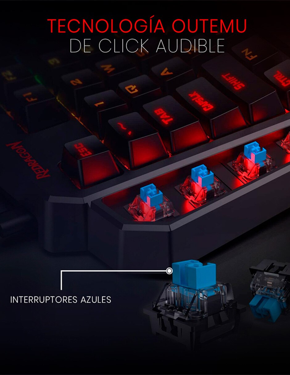 Teclado gamer USB-C QWERT inglés con interruptor táctiles (Brown Clear) DITI K585 3