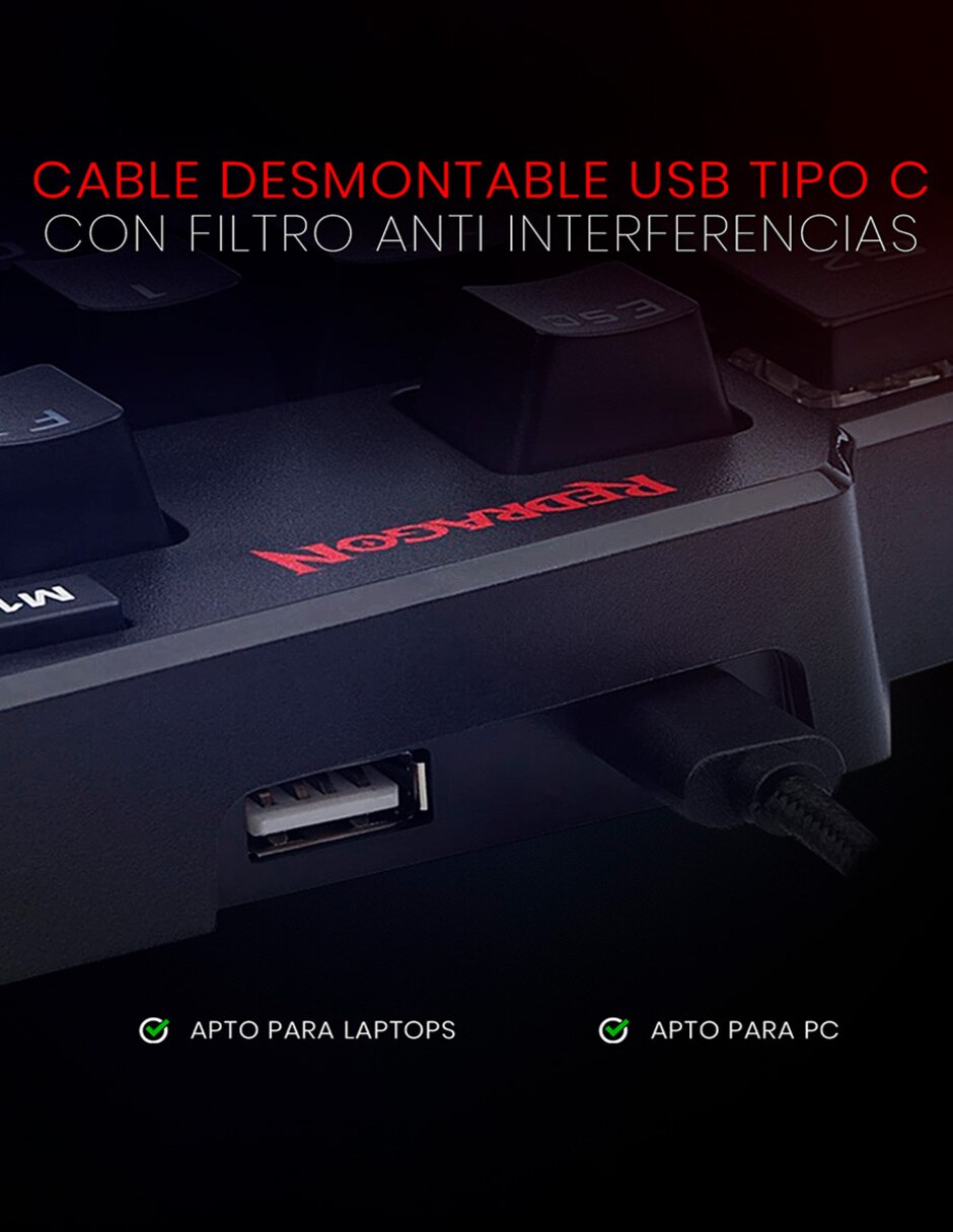Teclado gamer USB-C QWERT inglés con interruptor táctiles (Brown Clear) DITI K585 6
