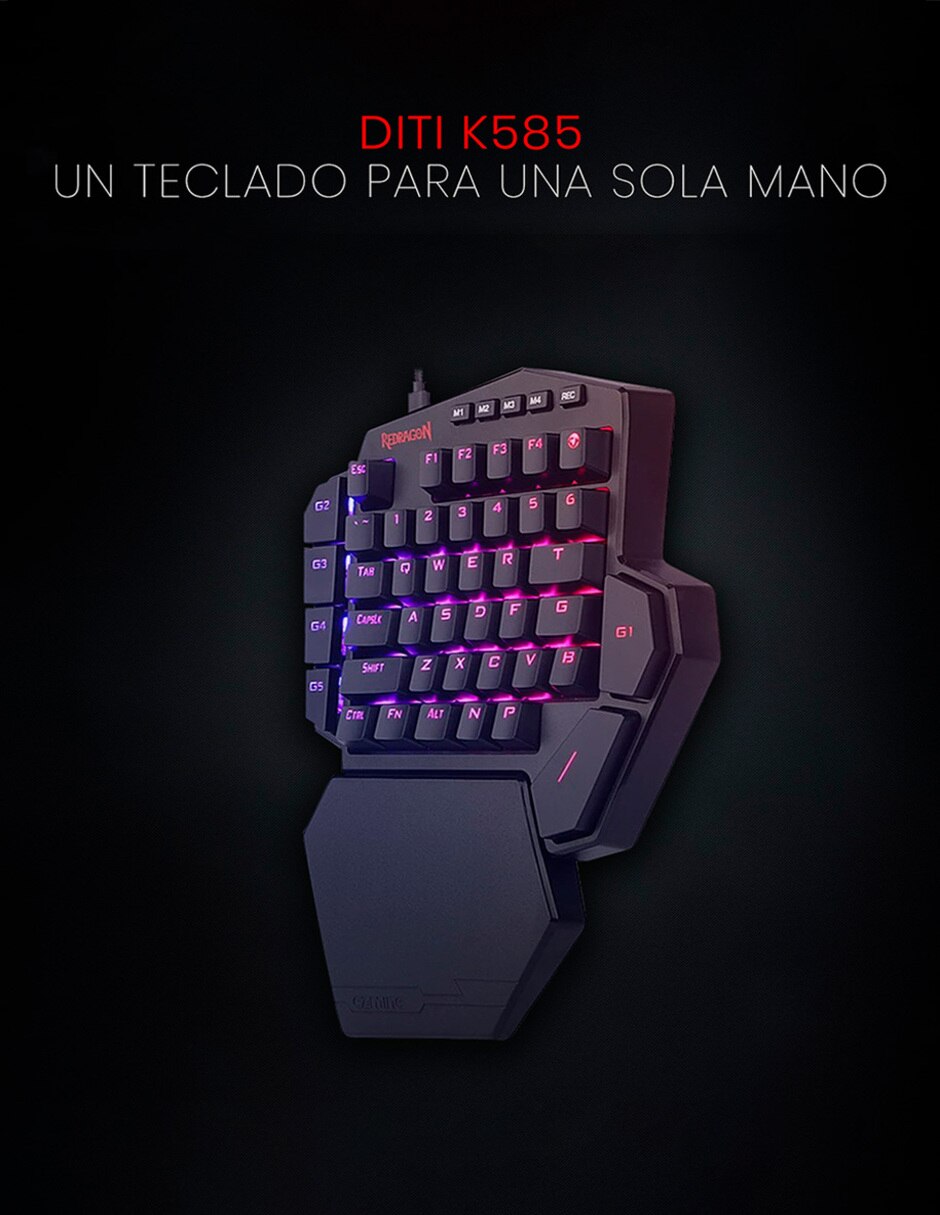 Teclado gamer USB-C QWERT inglés con interruptor táctiles (Brown Clear) DITI K585 7