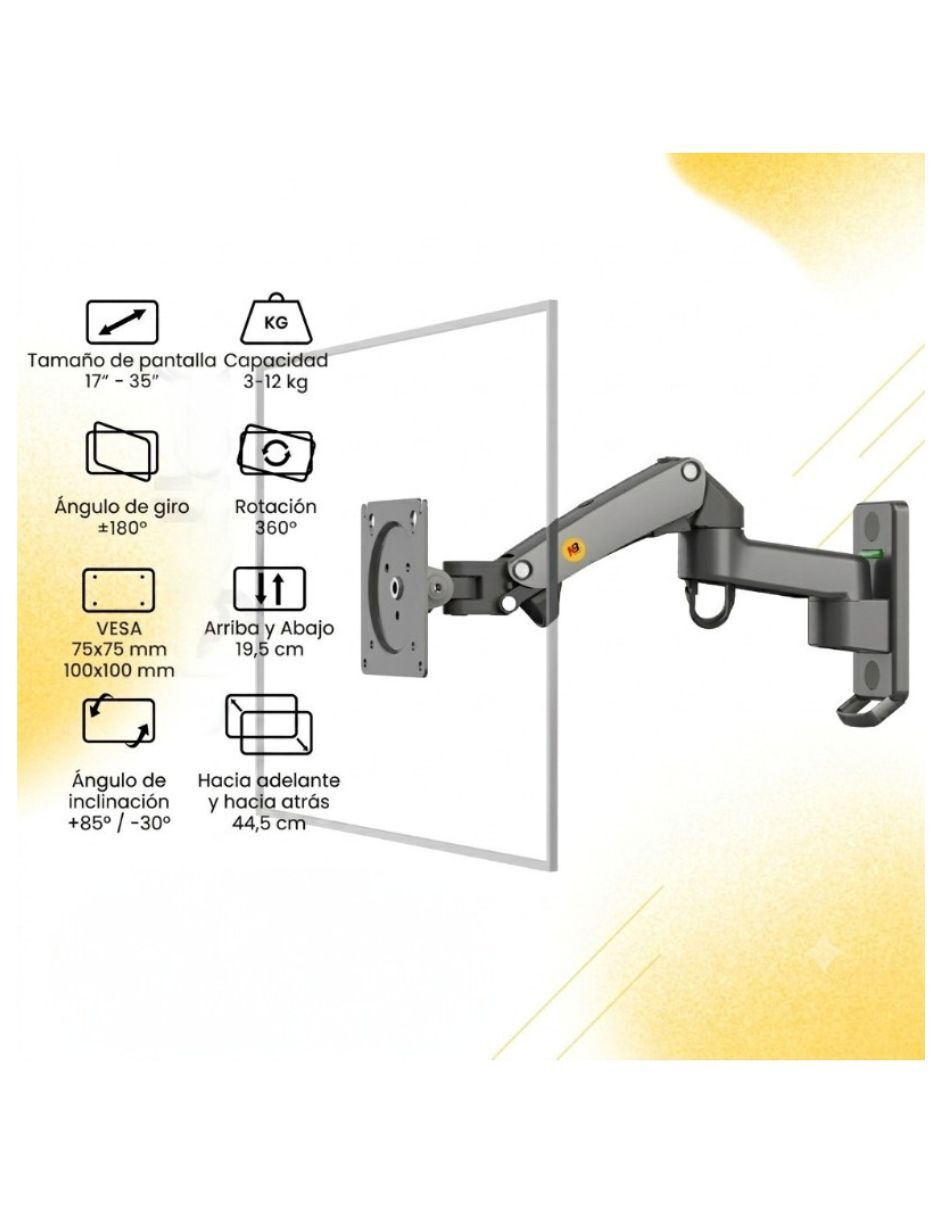 Soporte de pared para pantalla articulado 17 - 35 pulgadas 7