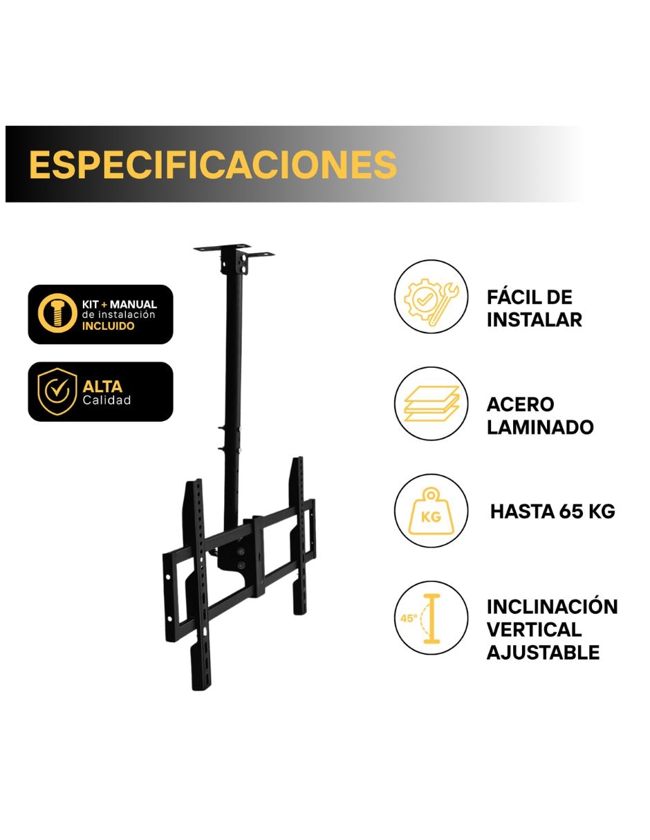 Soporte de techo para pantalla Inclinable 37 - 70 pulgadas 4
