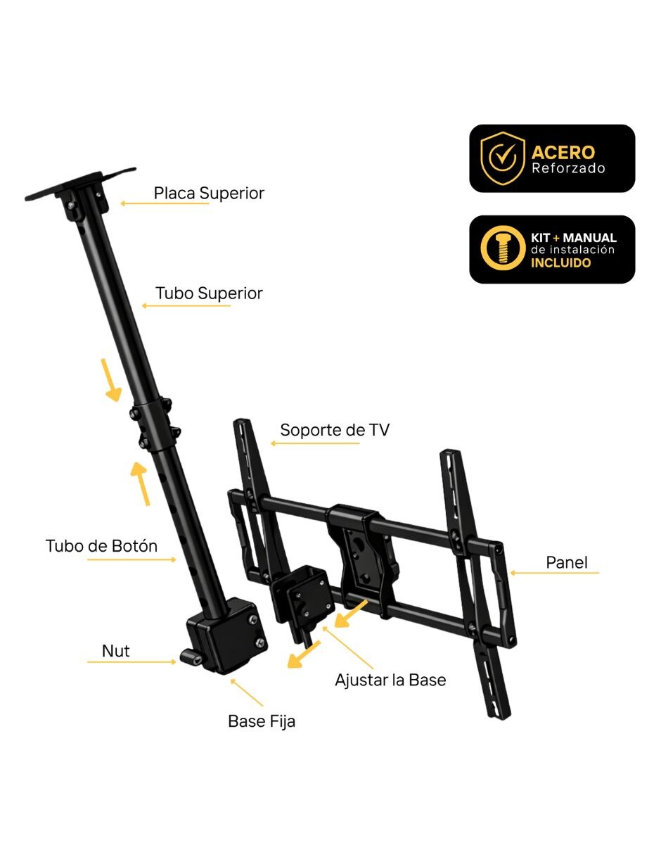 Soporte de techo para pantalla Inclinable 37 - 70 pulgadas 5