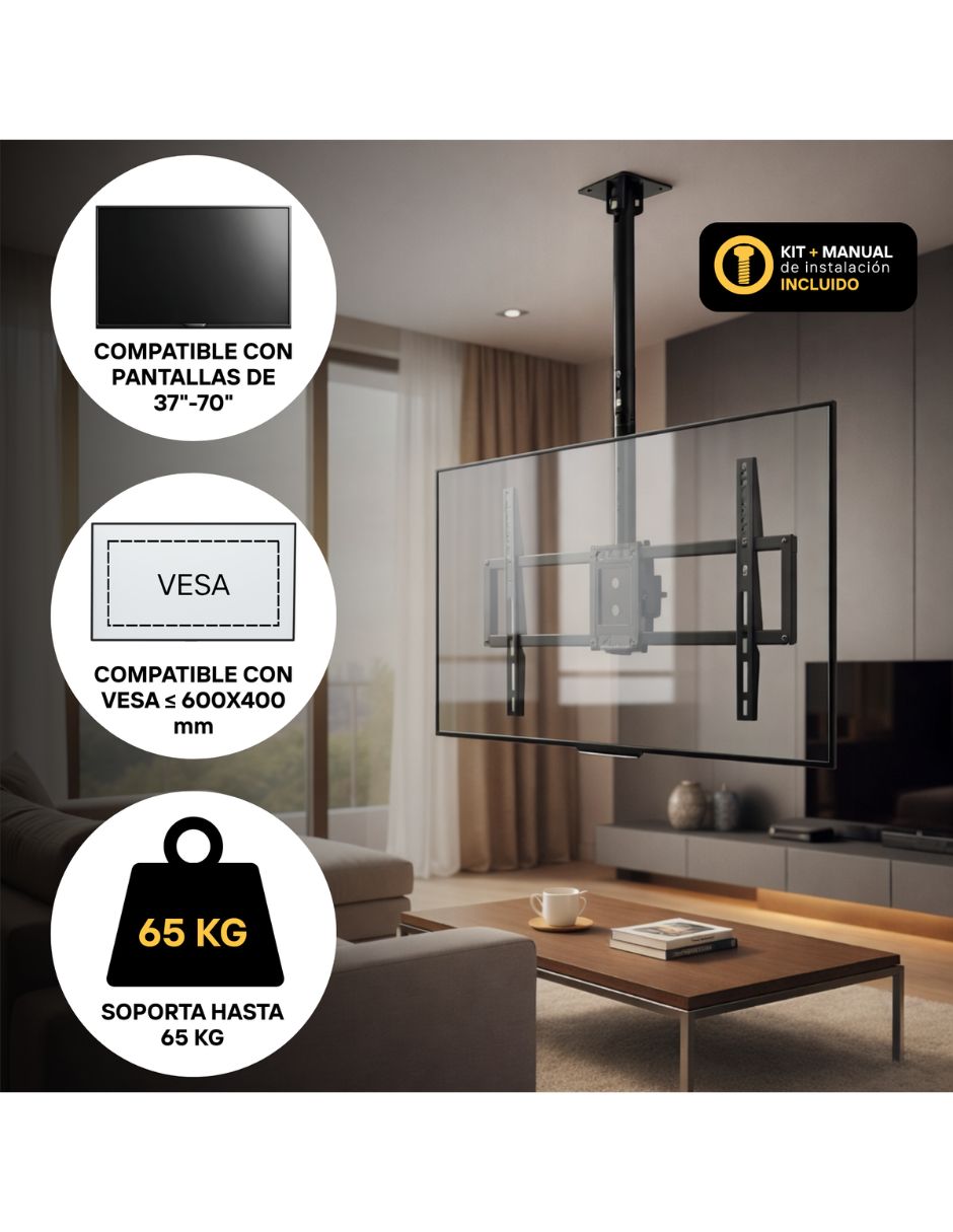 Soporte de techo para pantalla Inclinable 37 - 70 pulgadas 6