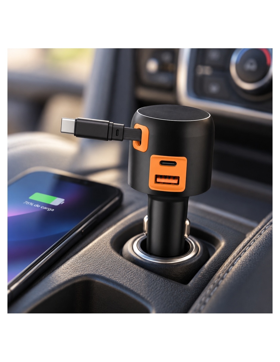 Cargador auto USB + USB tipo C 30 W 2