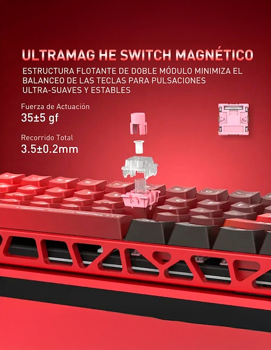Teclado gamer USB-C QWERT inglés con interruptor Lineal (Red Black) VENOM MAGNETIC K753 4