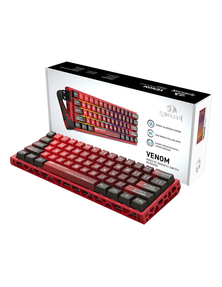 Teclado gamer USB-C QWERT inglés con interruptor Lineal (Red Black) VENOM MAGNETIC K753 6