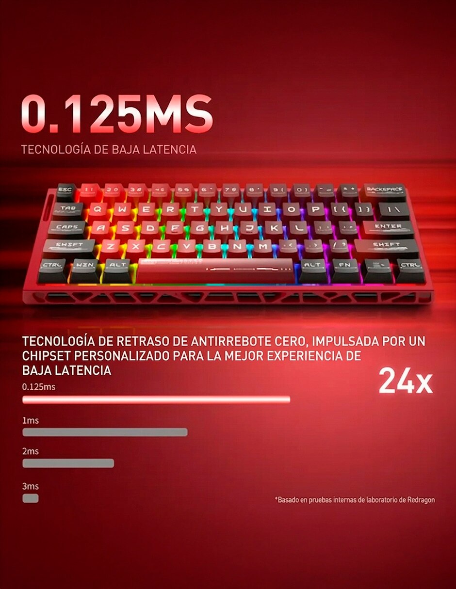 Teclado gamer USB-C QWERT inglés con interruptor Lineal (Red Black) VENOM MAGNETIC K753 7