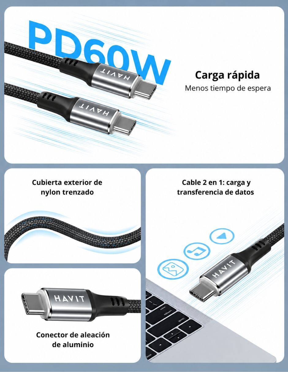 Cable C USB C a tipo USB C de 1 m 6