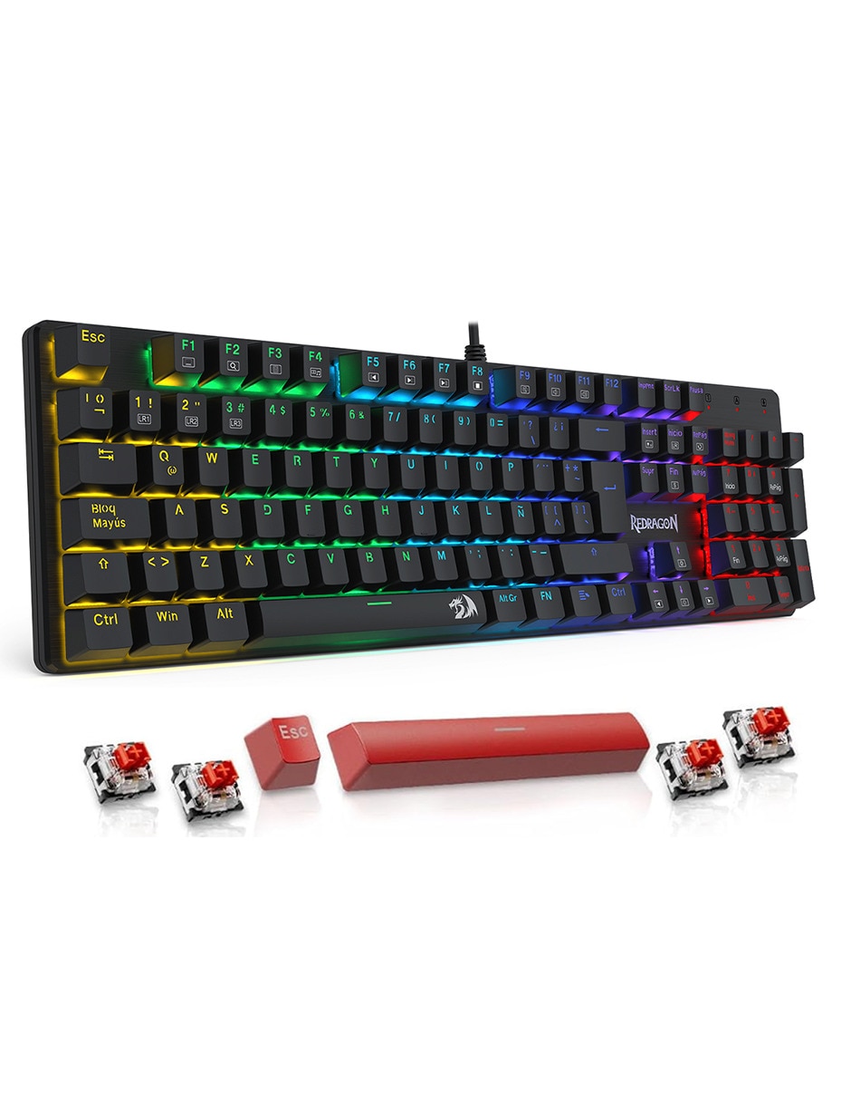 Teclado gamer USB-C QWERT español con interruptor Lineal (Red Black) SINDRI K671