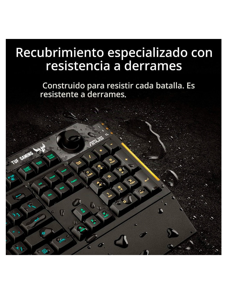 Teclado gamer USB-A 2.0 QWERT inglés con interruptor Membrana plana RA04 TUF GAMING K1/CA 5