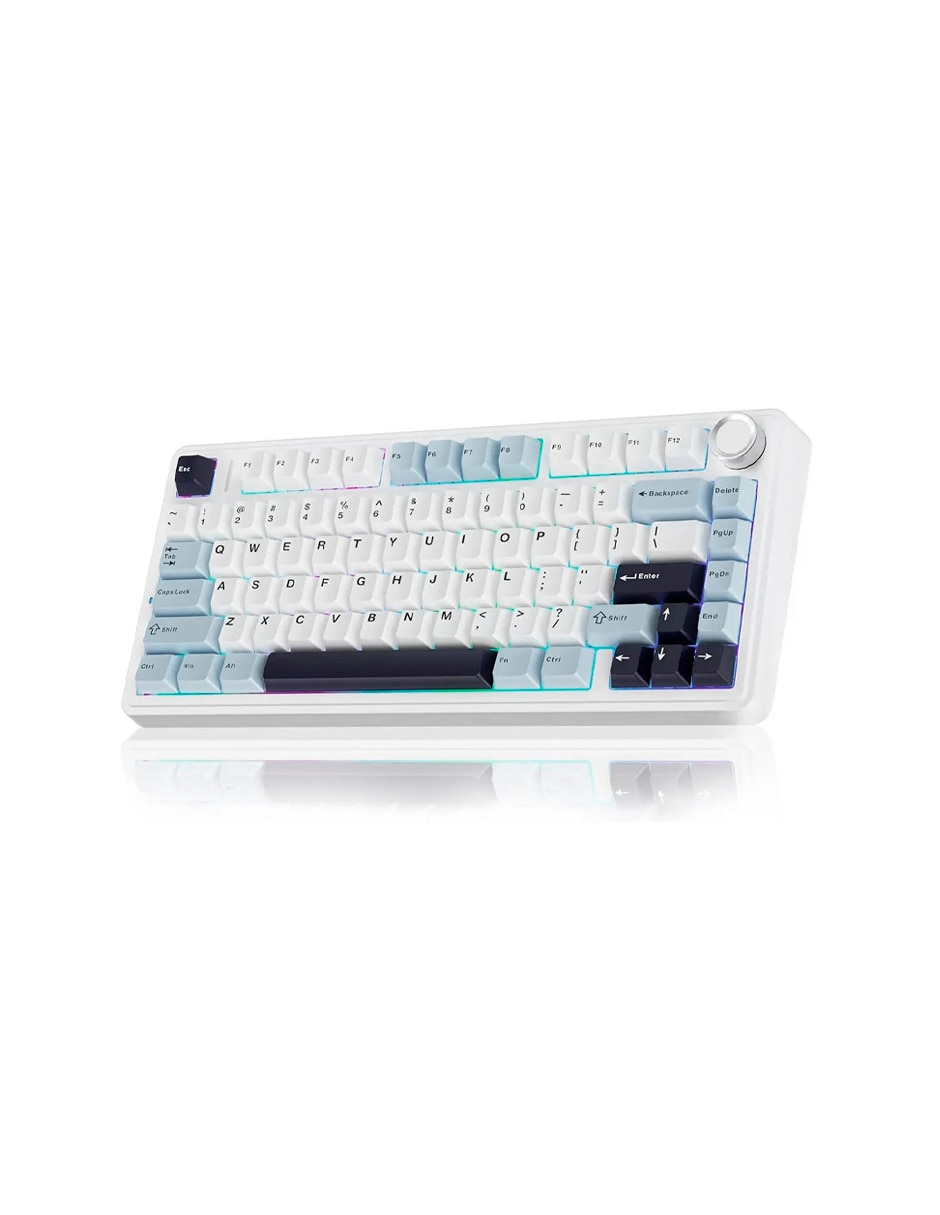 Teclado gamer usb-c qwert inglés con interruptor lineal (red black) f75 white/blue/black Teclado gamer usb-c qwert inglés con interruptor lineal (red black) f75 white/blue/black