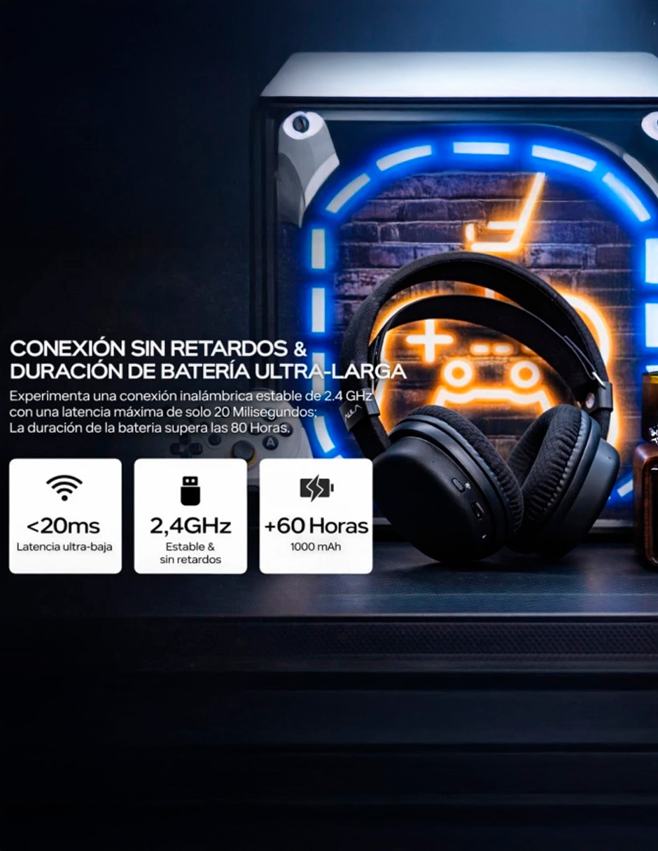 Audífonos gamer alámbrica e inalámbrica wind g7 5