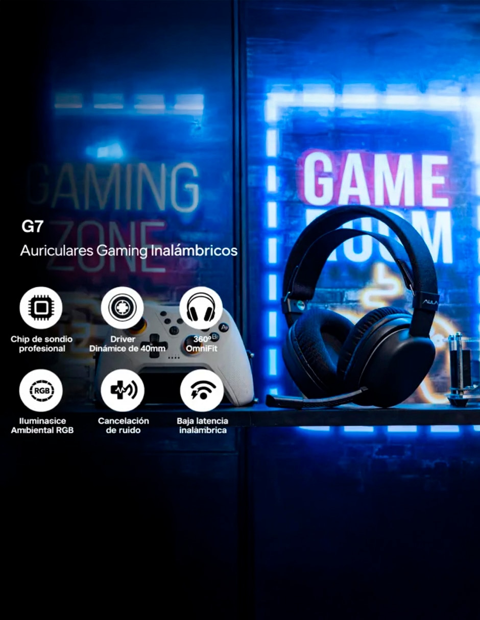 Audífonos gamer alámbrica e inalámbrica wind g7 6