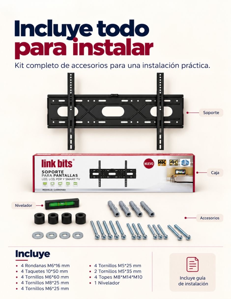 Soporte de pared para pantalla fijo 40 - 85 pulgadas 2