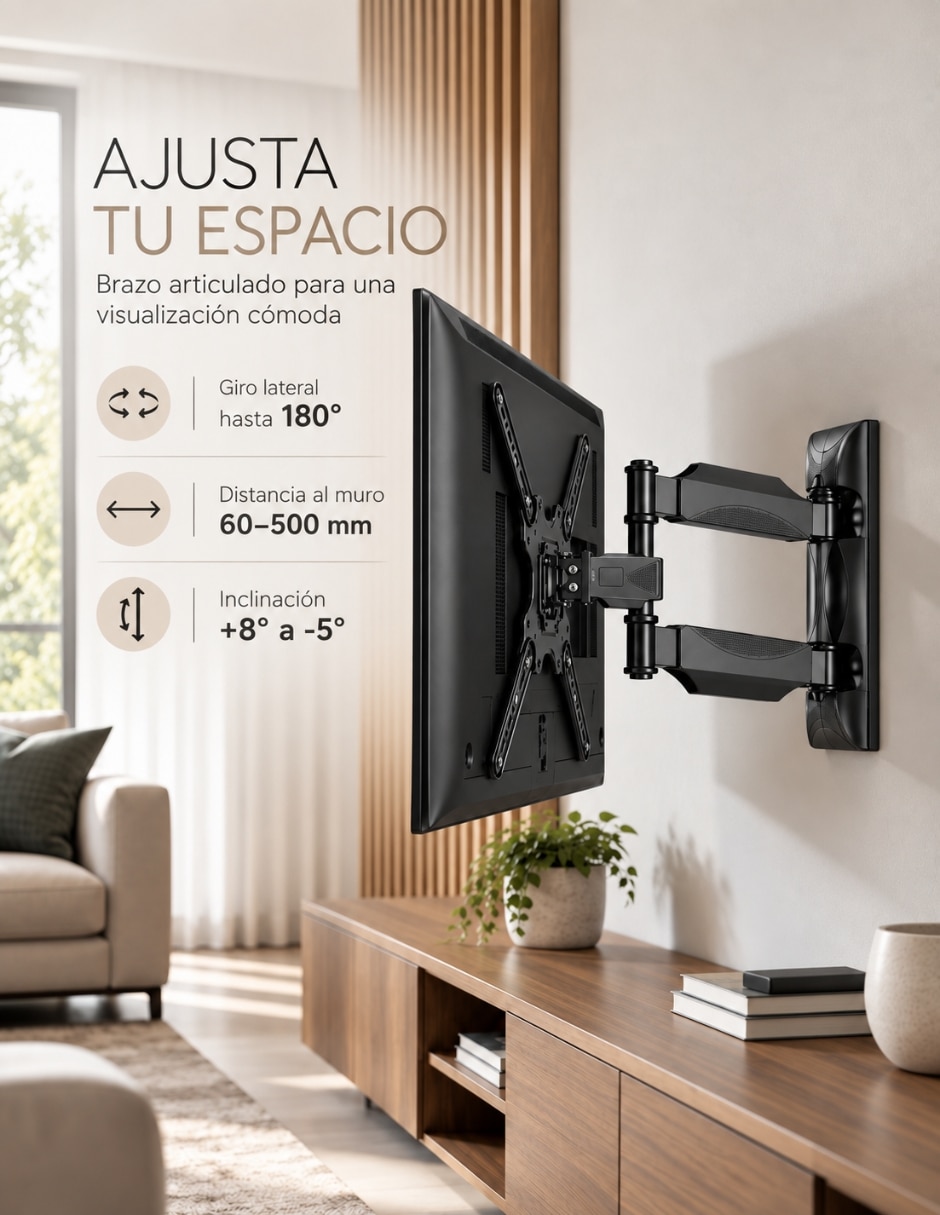 Soporte de pared para pantalla articulado 26 - 65 pulgadas 4