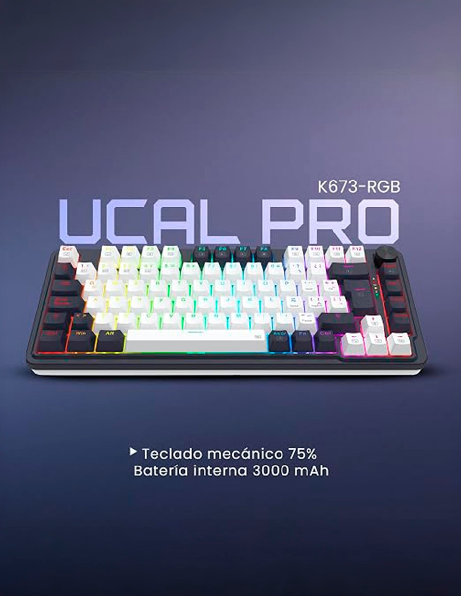 Teclado gamer alámbrica e inalámbrica qwert español con interruptor lineal (red black) ucal pro k673 3