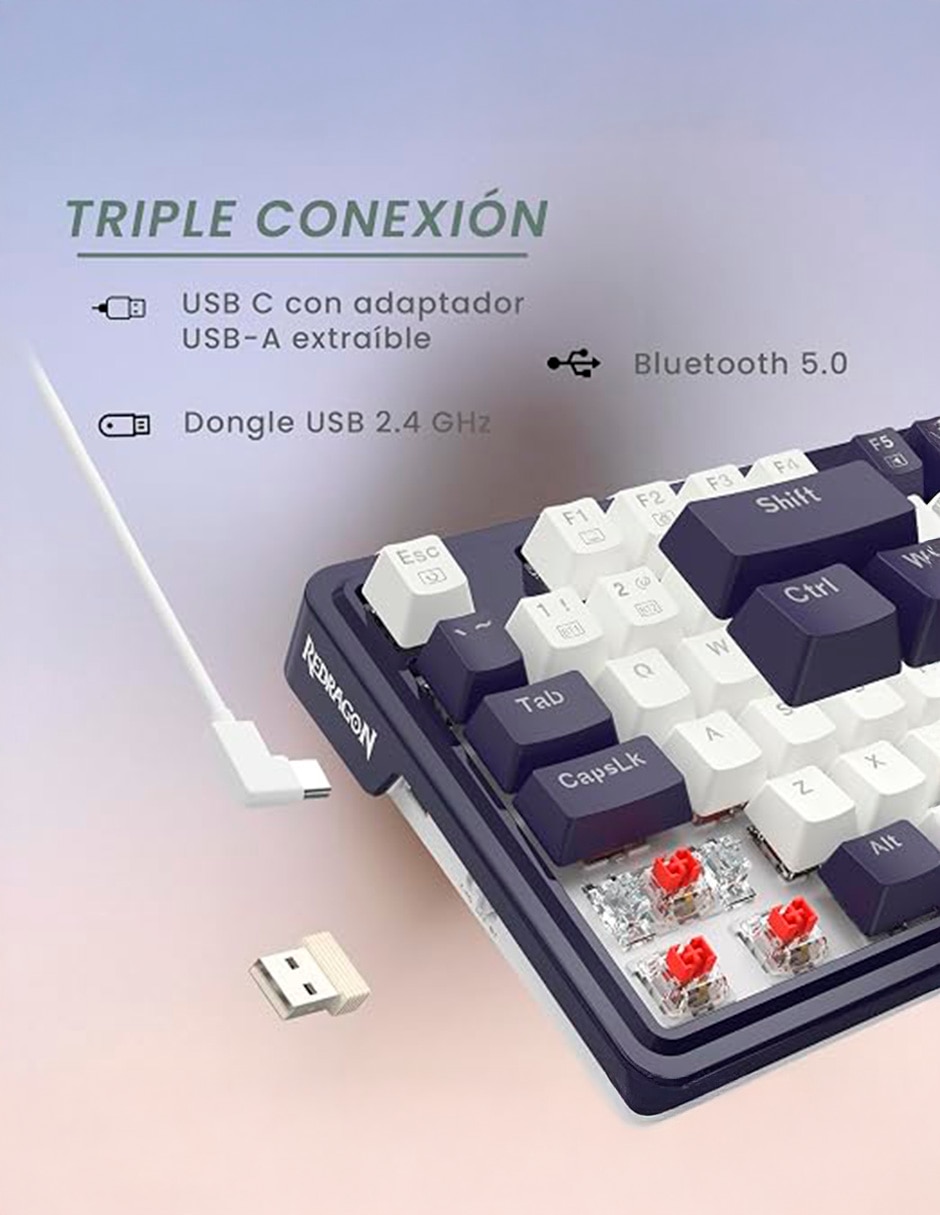 Teclado gamer alámbrica e inalámbrica qwert español con interruptor lineal (red black) ucal pro k673 5