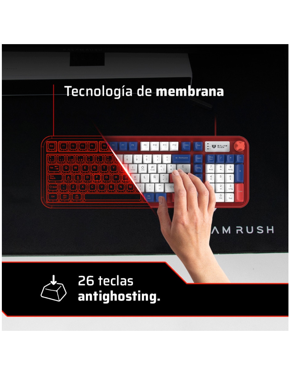 Teclado gamer USB-C QWERT español con interruptor Membrana cúpula de goma BR-945806 5