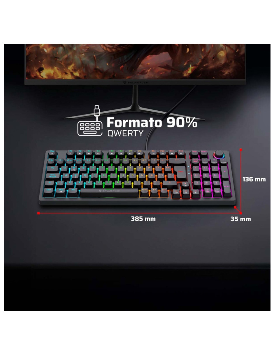 Teclado gamer USB-C QWERT español con interruptor Membrana cúpula de goma BR-945776