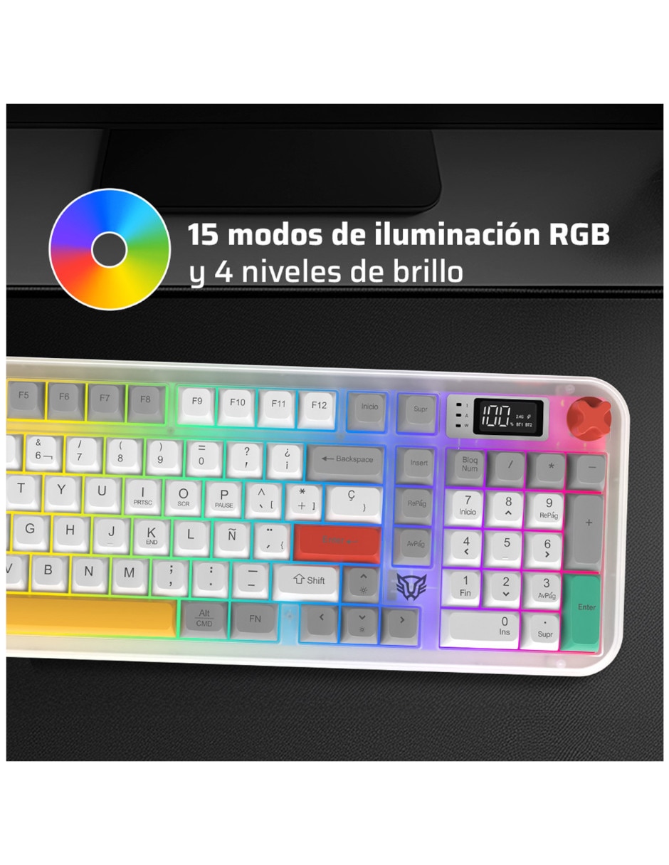 Teclado gamer Alámbrica e inalámbrica QWERT español con interruptor Membrana cúpula de goma BR-945783 2