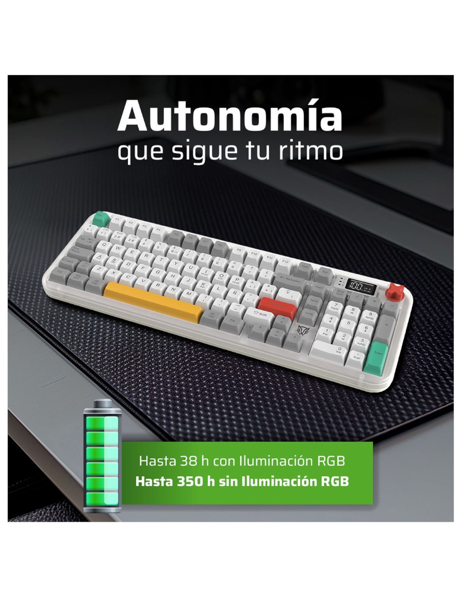 Teclado gamer Alámbrica e inalámbrica QWERT español con interruptor Membrana cúpula de goma BR-945783 4