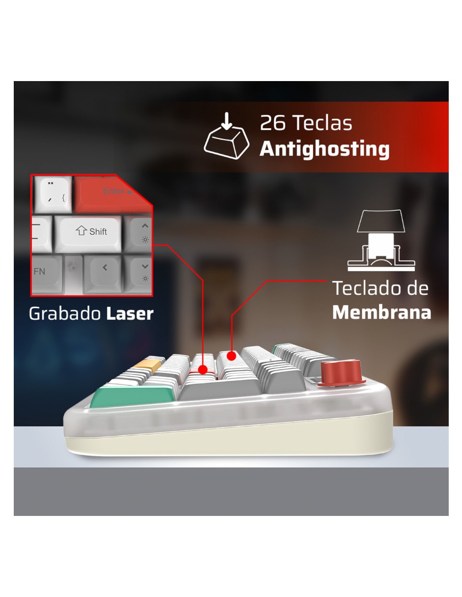 Teclado gamer Alámbrica e inalámbrica QWERT español con interruptor Membrana cúpula de goma BR-945783 5