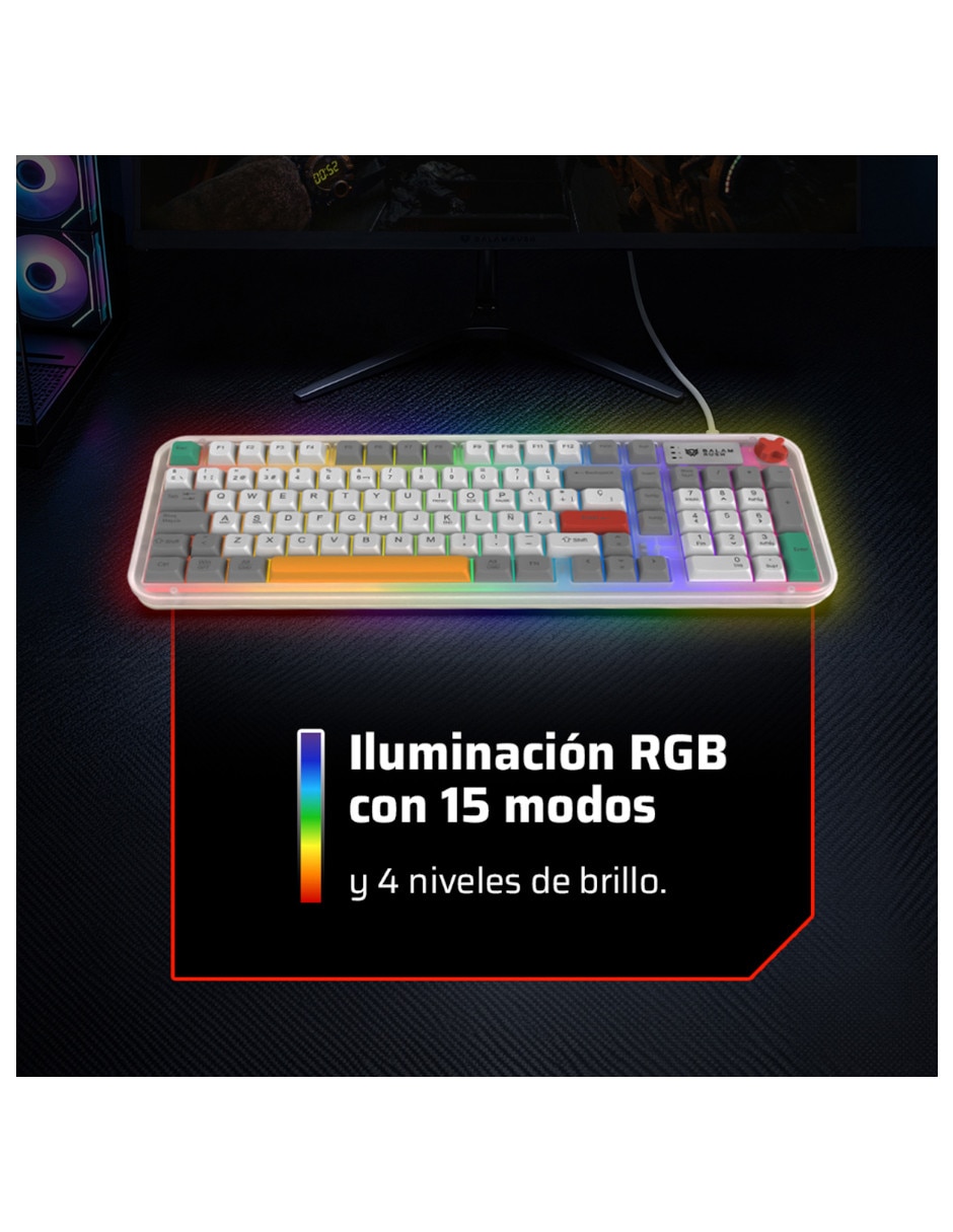 Teclado gamer USB-C QWERT español con interruptor Membrana cúpula de goma BR-945813 4