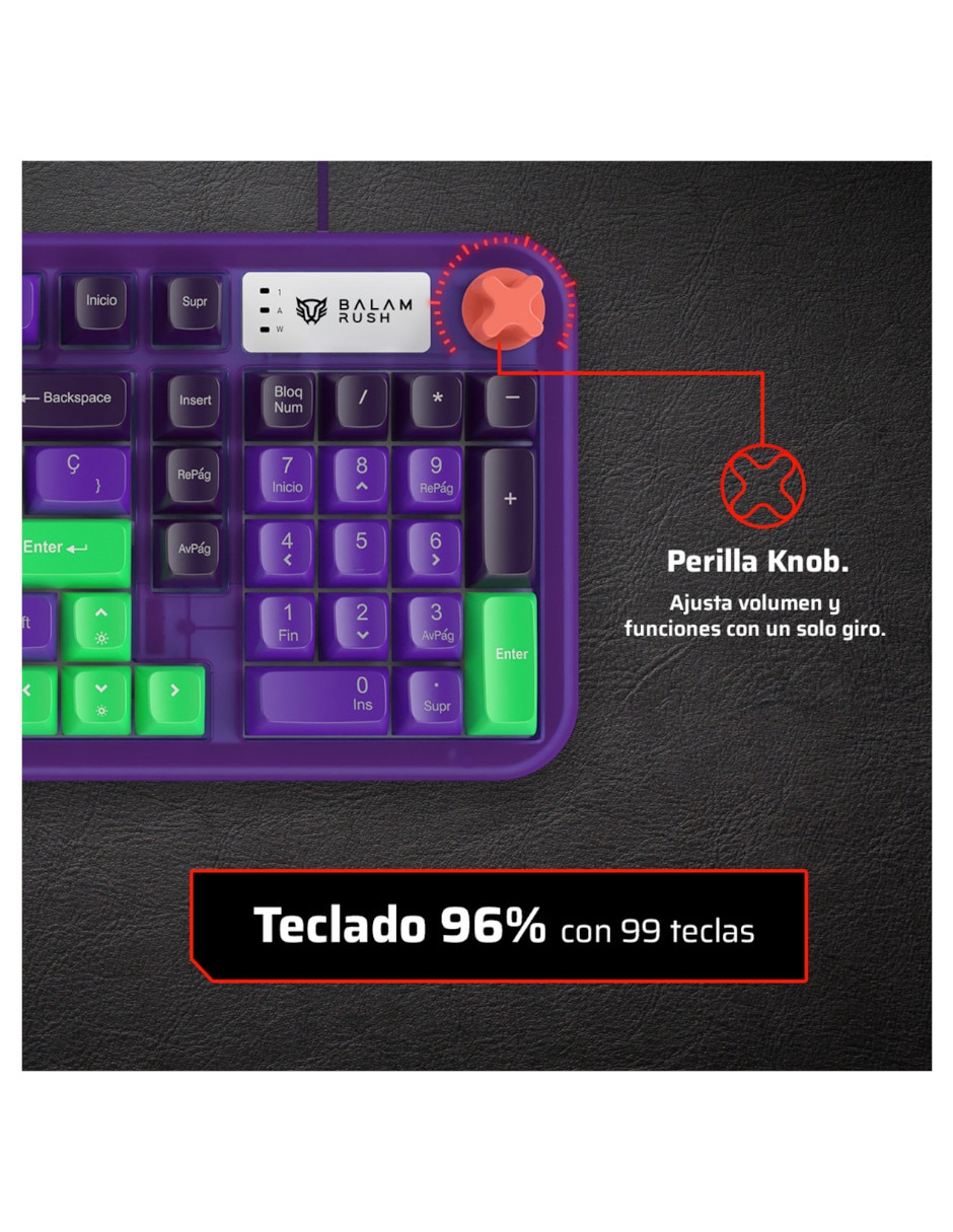 Teclado gamer USB-C QWERT español con interruptor Membrana cúpula de goma BR-945813 6