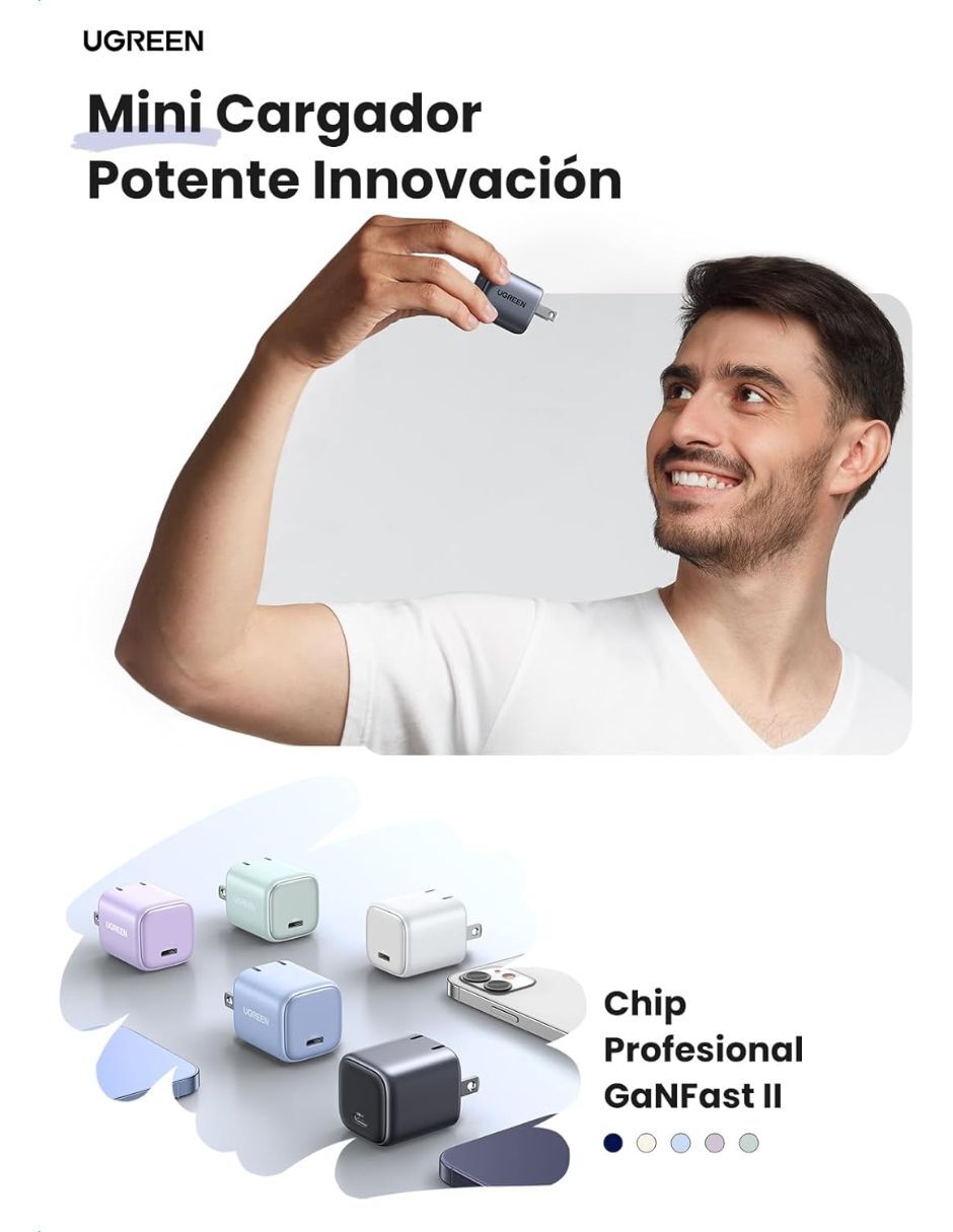 Cargador pared Tipo C carga rápida USB tipo C 20 W 6