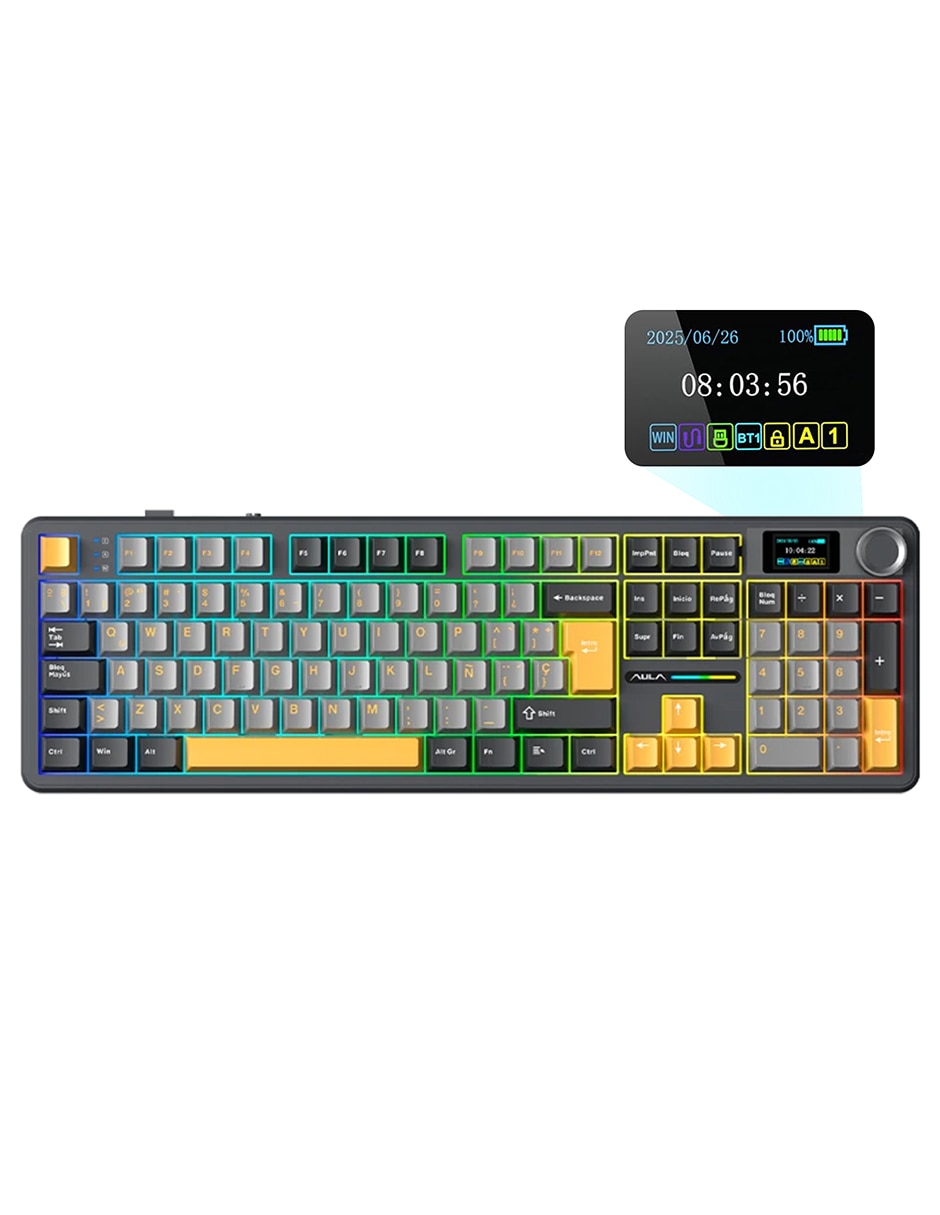 Teclado gamer alámbrica e inalámbrica qwert español con interruptor lineal (red black) f108 pro Teclado gamer alámbrica e inalámbrica qwert español con interruptor lineal (red black) f108 pro