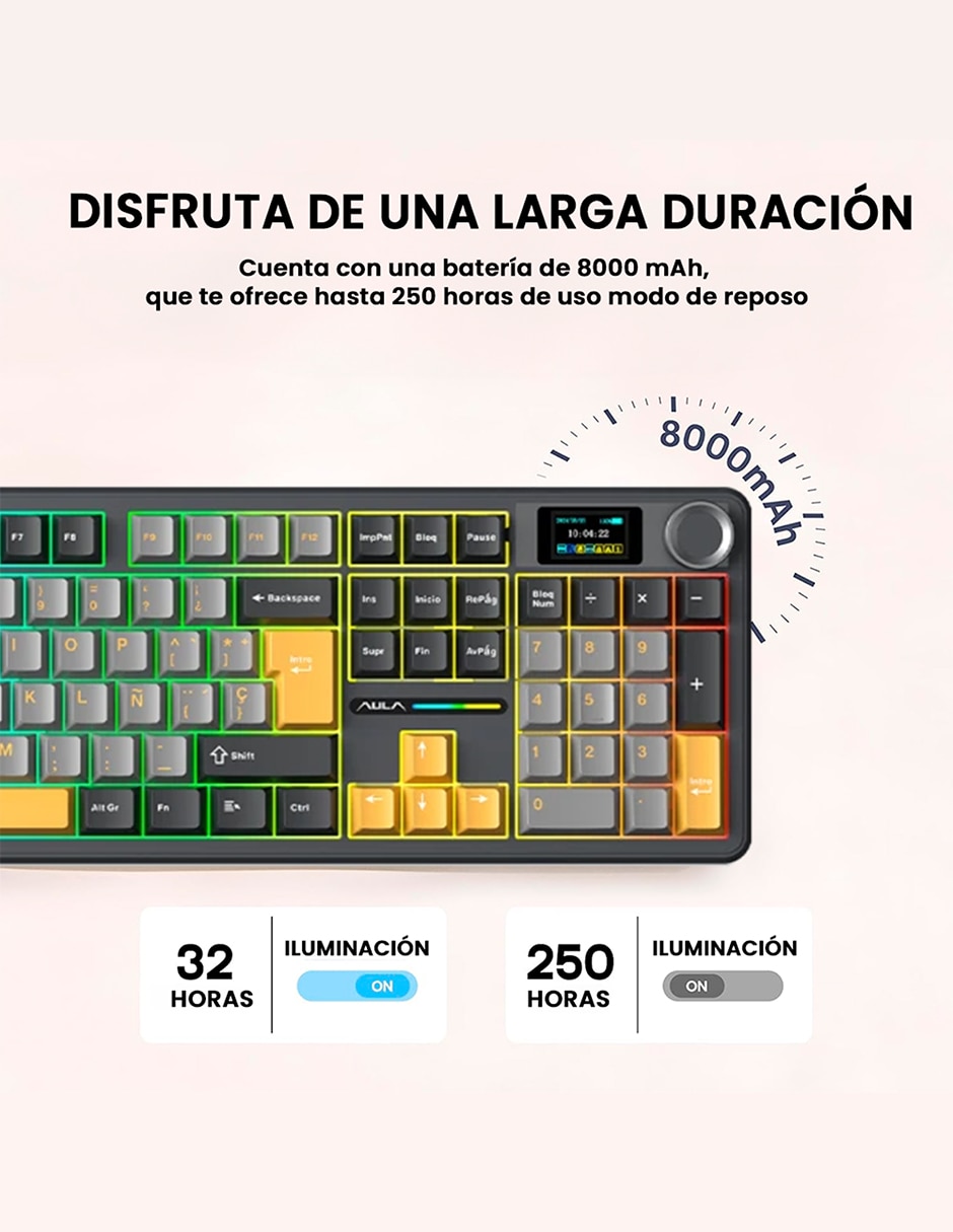 Teclado gamer alámbrica e inalámbrica qwert español con interruptor lineal (red black) f108 pro 2