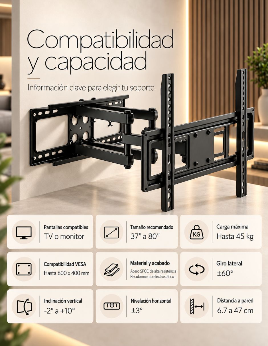 Soporte de techo para pantalla articulado 37 - 80 pulgadas 3