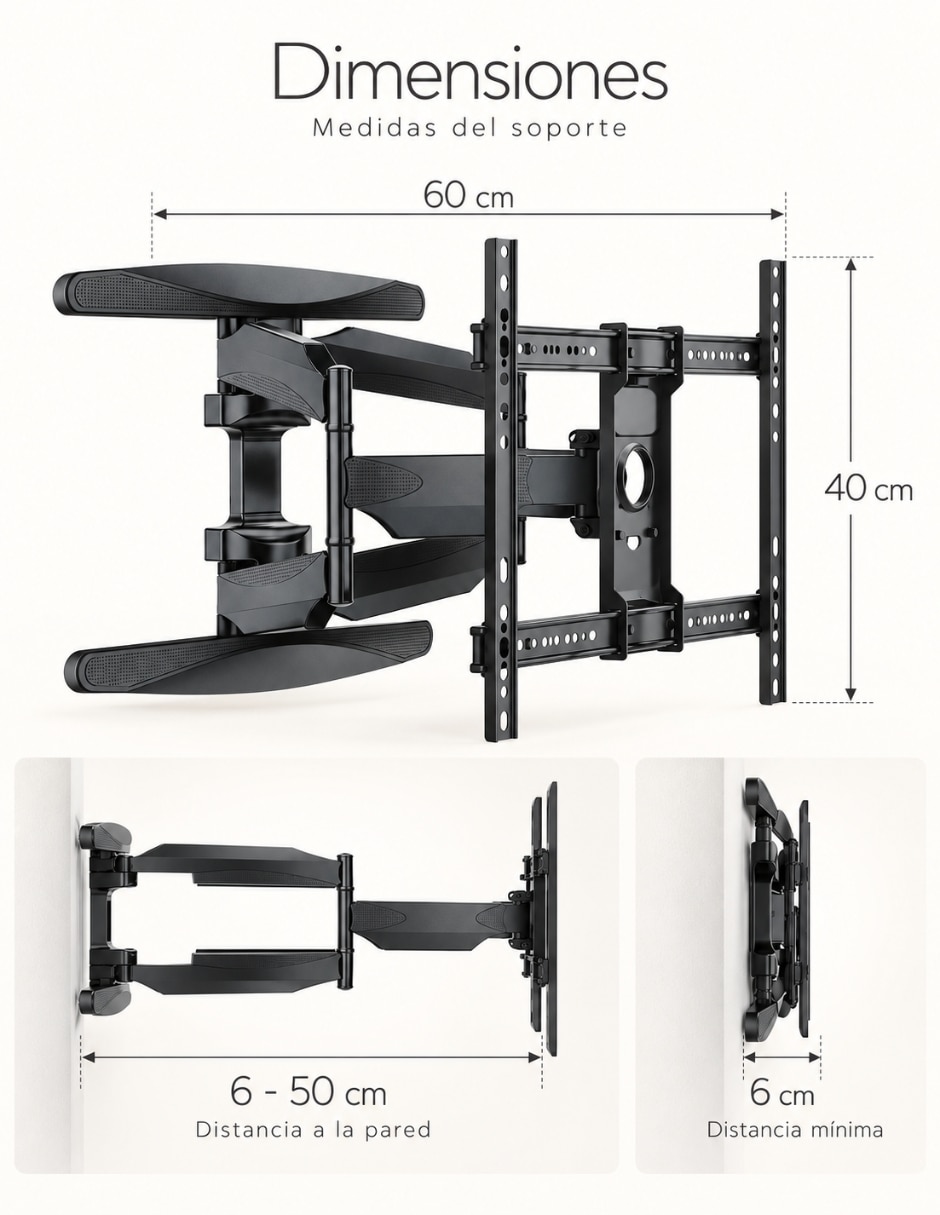 Soporte de pared para pantalla articulado 40 - 85 pulgadas 7