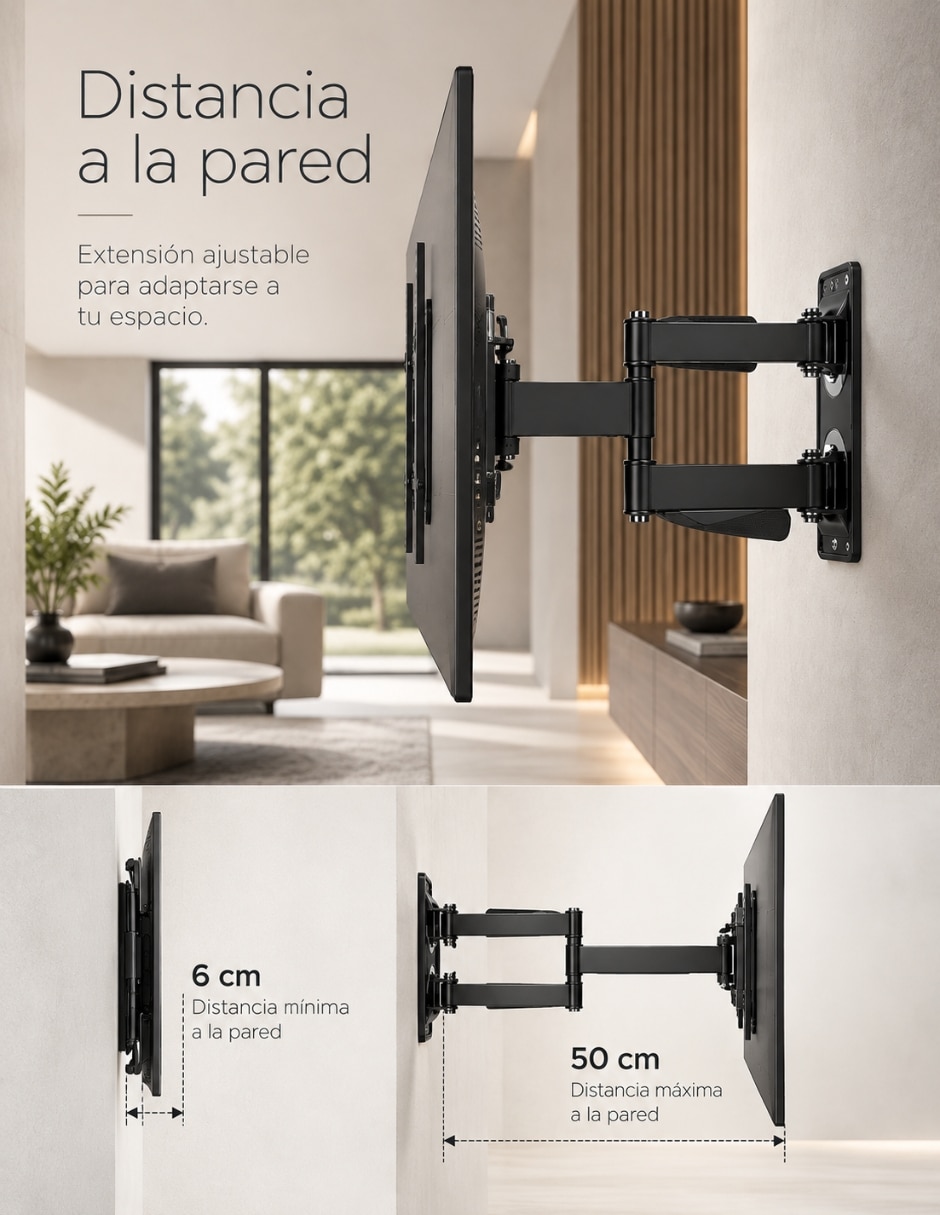 Soporte de pared para pantalla articulado 40 - 85 pulgadas 5