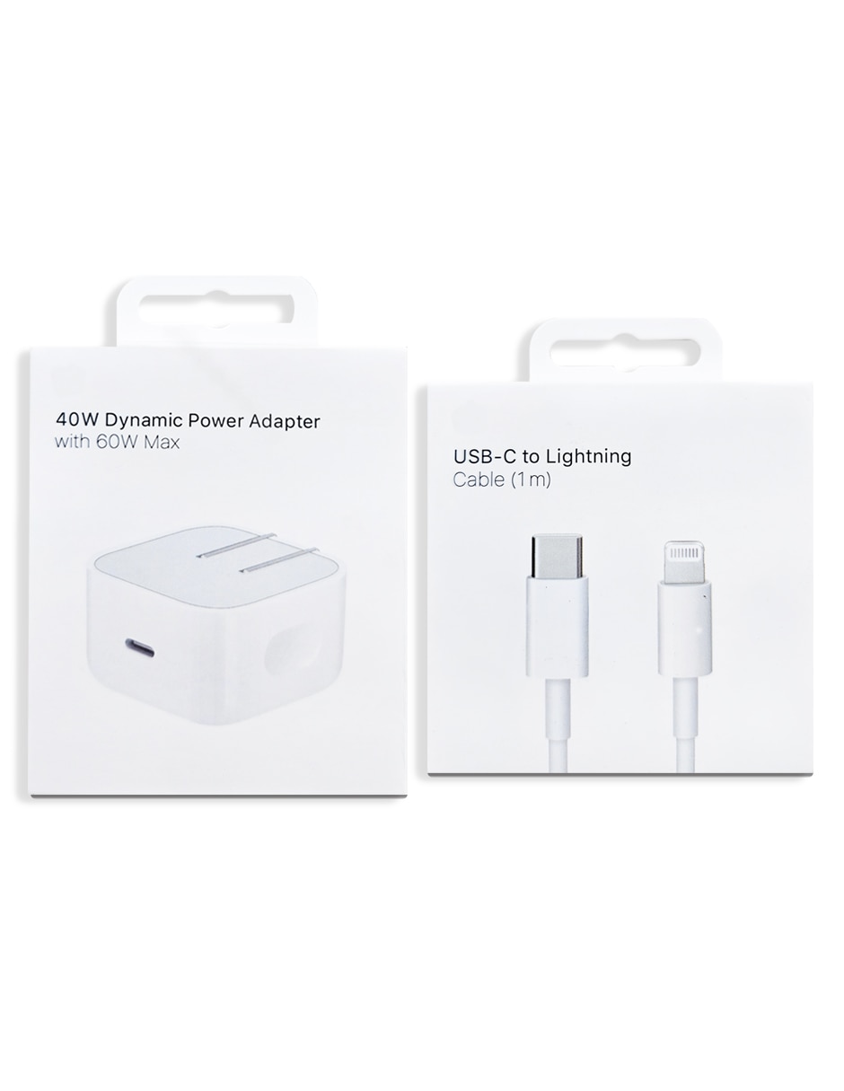 Adaptador de corriente 40w +cable lightning usb tipo c 40 w Adaptador de corriente 40w +cable lightning usb tipo c 40 w